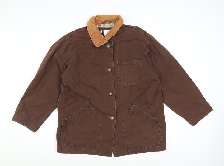 Faded Glory Men Brown Cotton Cord Collar Work Jacket Size M