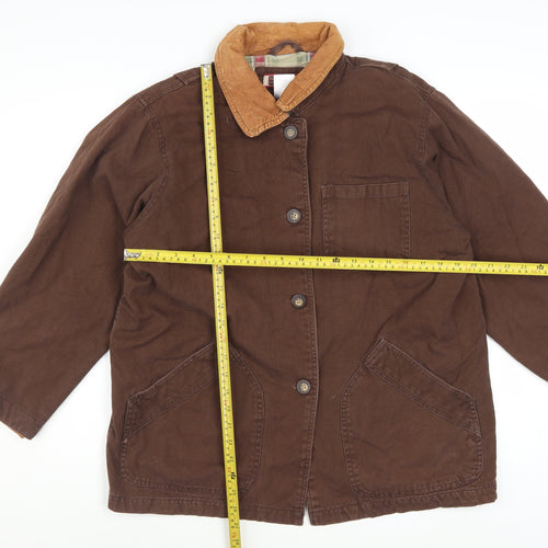 Faded Glory Men Brown Cotton Cord Collar Work Jacket Size M
