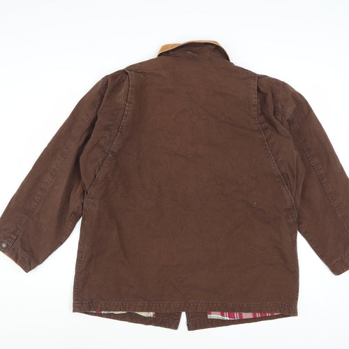 Faded Glory Men Brown Cotton Cord Collar Work Jacket Size M