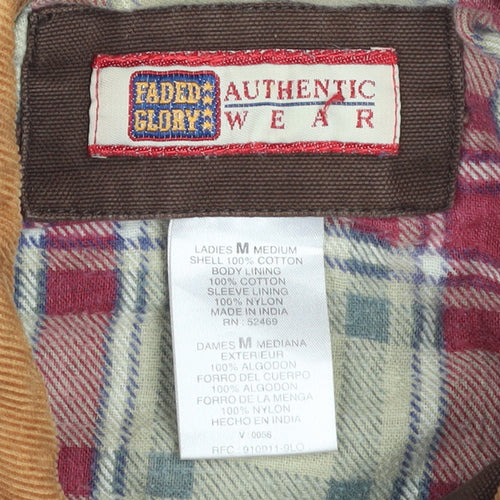 Faded Glory Men Brown Cotton Cord Collar Work Jacket Size M