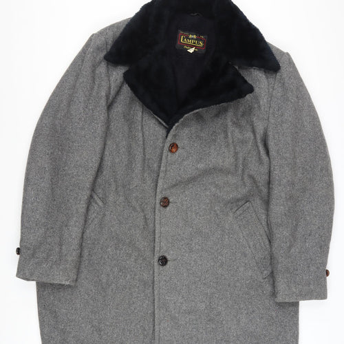 Campus Men's Grey Wool Overcoat 44 Regular Winter Classic Style