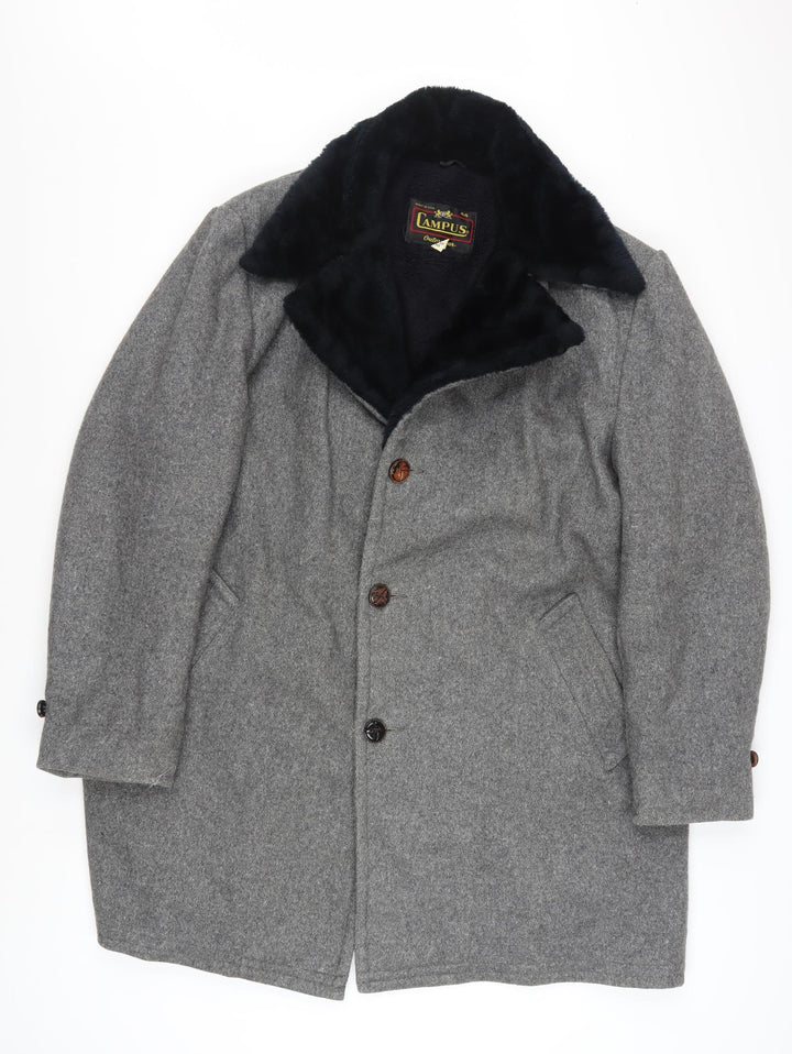 Campus Men's Grey Wool Overcoat 44 Regular Winter Classic Style