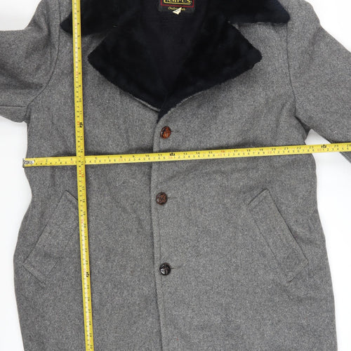 Campus Men's Grey Wool Overcoat 44 Regular Winter Classic Style