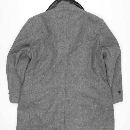 Campus Men's Grey Wool Overcoat 44 Regular Winter Classic Style