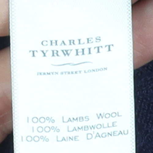 Charles Tyrwhitt Men's Blue Lambswool Cable Knit 1/2 Zip Jumper L