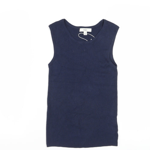 Marks and Spencer Women's Blue Sleeveless Knit Tank Top Size S