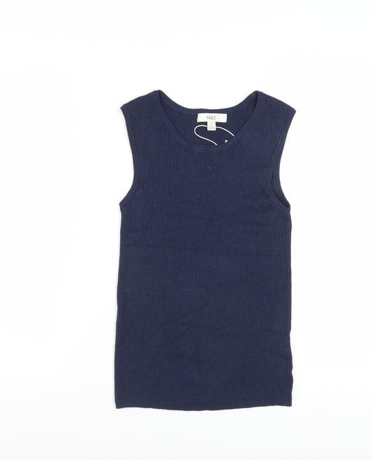 Marks and Spencer Women's Blue Sleeveless Knit Tank Top Size S