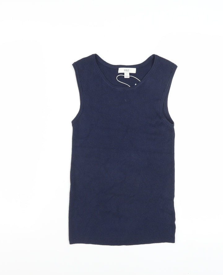 Marks and Spencer Women's Blue Sleeveless Knit Tank Top Size S