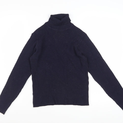 Jaeger Women’s Navy Blue Wool Roll Neck Jumper Size 12