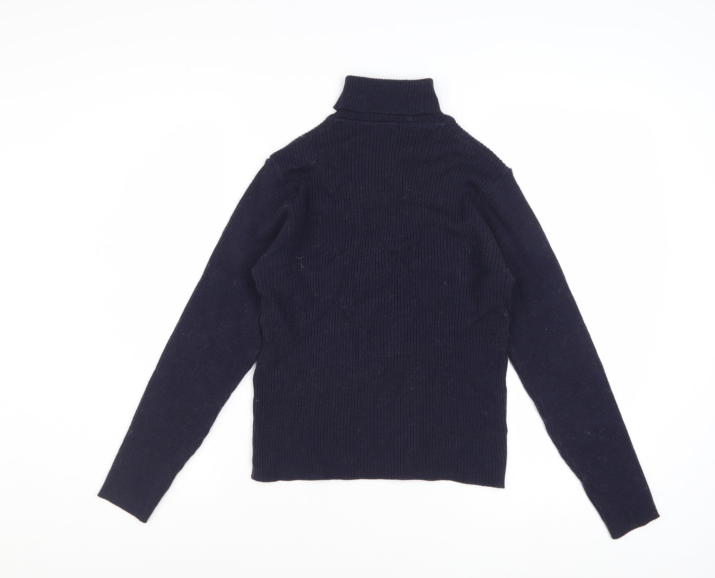 Jaeger Women’s Navy Blue Wool Roll Neck Jumper Size 12
