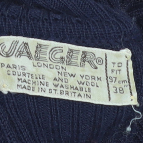 Jaeger Women’s Navy Blue Wool Roll Neck Jumper Size 12