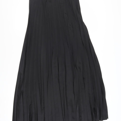 Saiph Lab Womens Black Midi Pleated Skirt Size M Elastic Waist