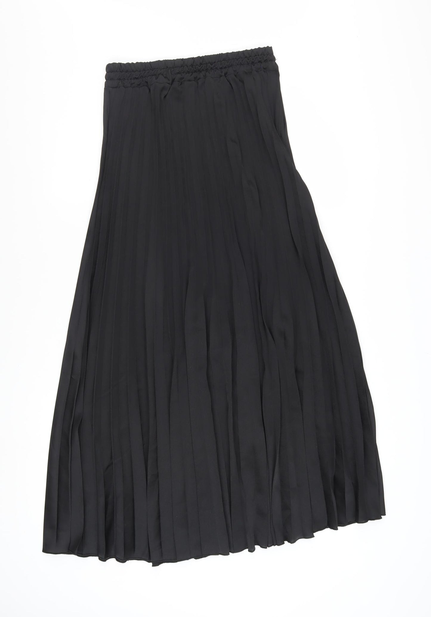 Saiph Lab Womens Black Midi Pleated Skirt Size M Elastic Waist