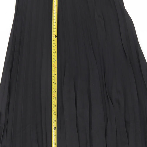 Saiph Lab Womens Black Midi Pleated Skirt Size M Elastic Waist