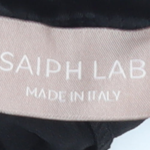 Saiph Lab Womens Black Midi Pleated Skirt Size M Elastic Waist