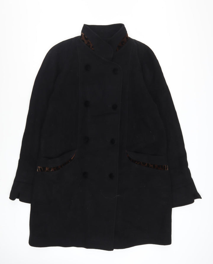 Sanders & Gold Women's Black Wool Cashmere Pea Coat Size 10