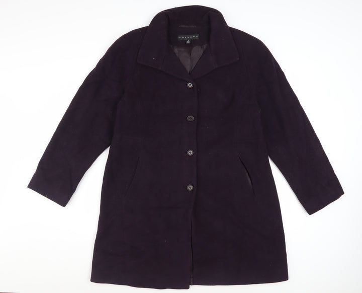 Gallery Women's Purple Wool Blend Mid-Length Overcoat M
