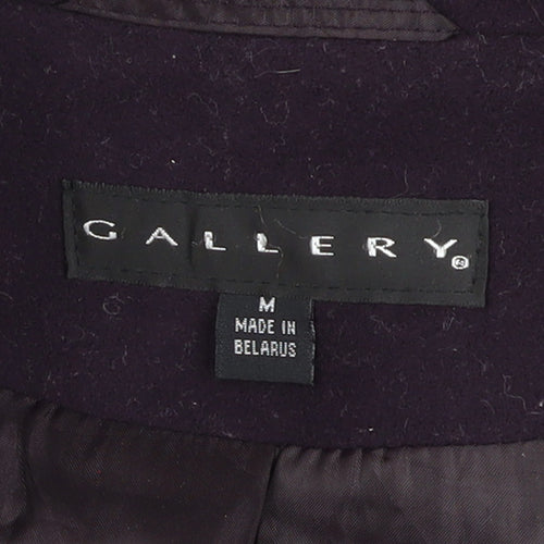 Gallery Women's Purple Wool Blend Mid-Length Overcoat M