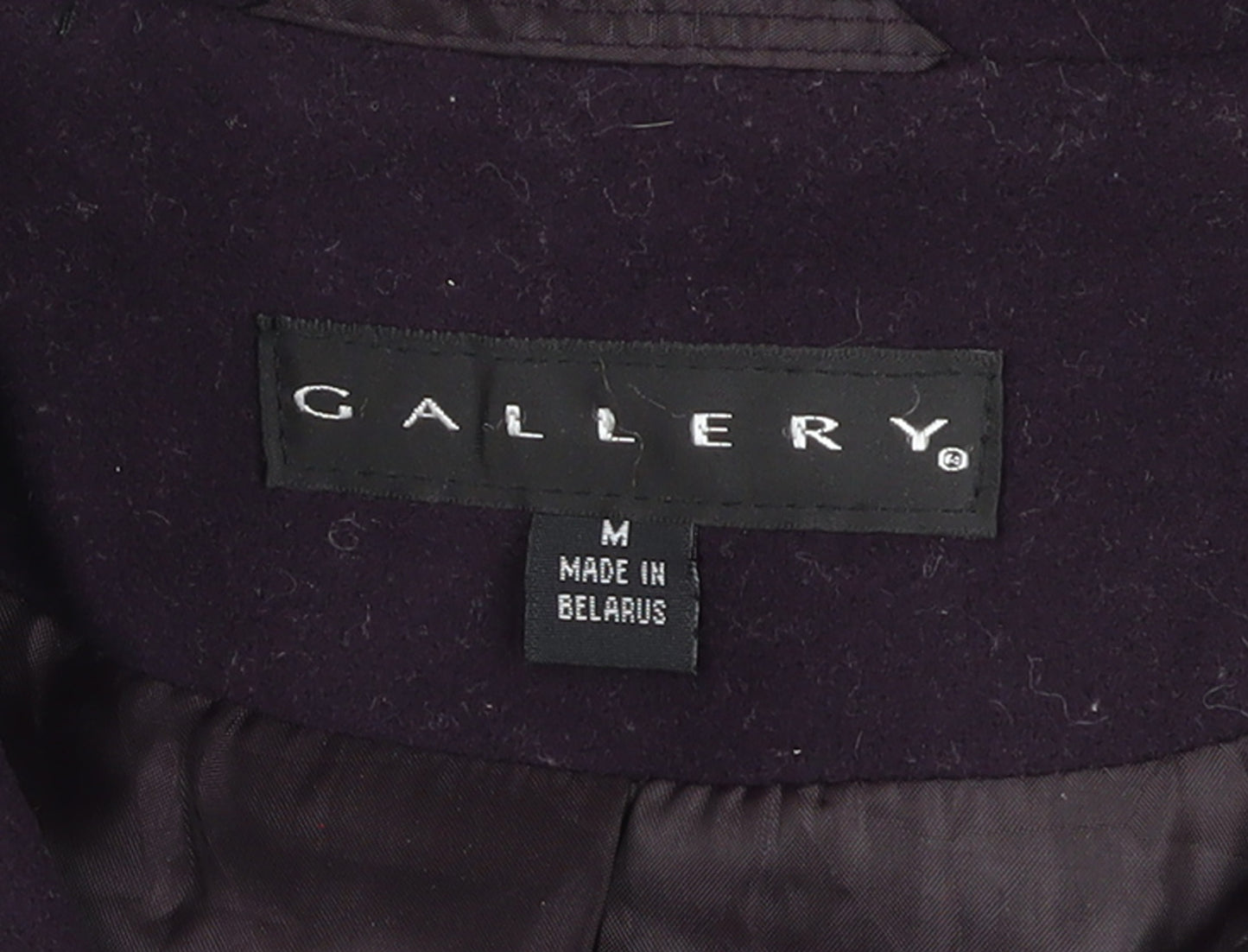 Gallery Women's Purple Wool Blend Mid-Length Overcoat M