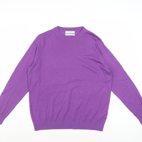 Marks and Spencer Women's Purple Merino Wool Crew Neck Jumper Size 14