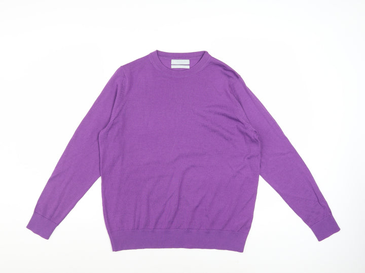 Marks and Spencer Women's Purple Merino Wool Crew Neck Jumper Size 14