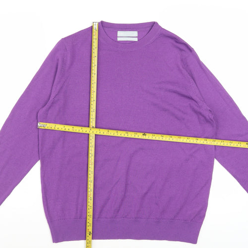 Marks and Spencer Women's Purple Merino Wool Crew Neck Jumper Size 14
