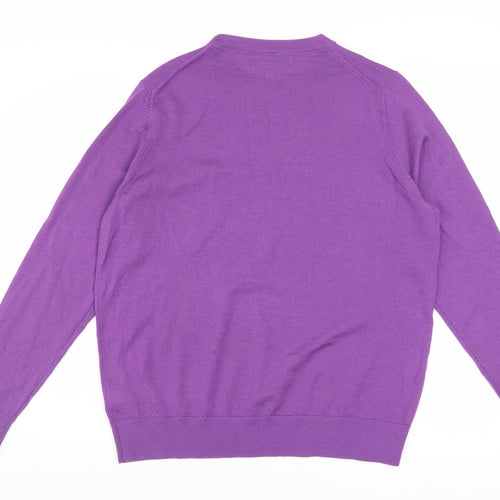 Marks and Spencer Women's Purple Merino Wool Crew Neck Jumper Size 14