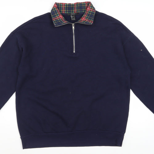 Forever 21 Womens Navy 1/2 Zip Pullover Sweatshirt Size S