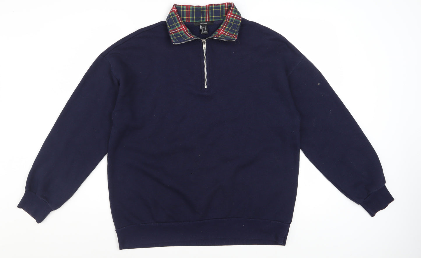 Forever 21 Womens Navy 1/2 Zip Pullover Sweatshirt Size S