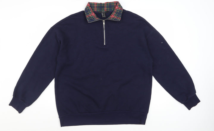 Forever 21 Womens Navy 1/2 Zip Pullover Sweatshirt Size S