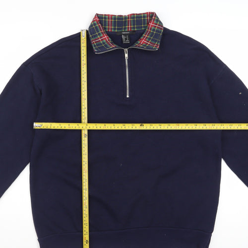 Forever 21 Womens Navy 1/2 Zip Pullover Sweatshirt Size S