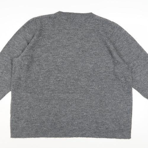 Oasis Women's Grey Beaded Crew Neck Knit Jumper 3XL