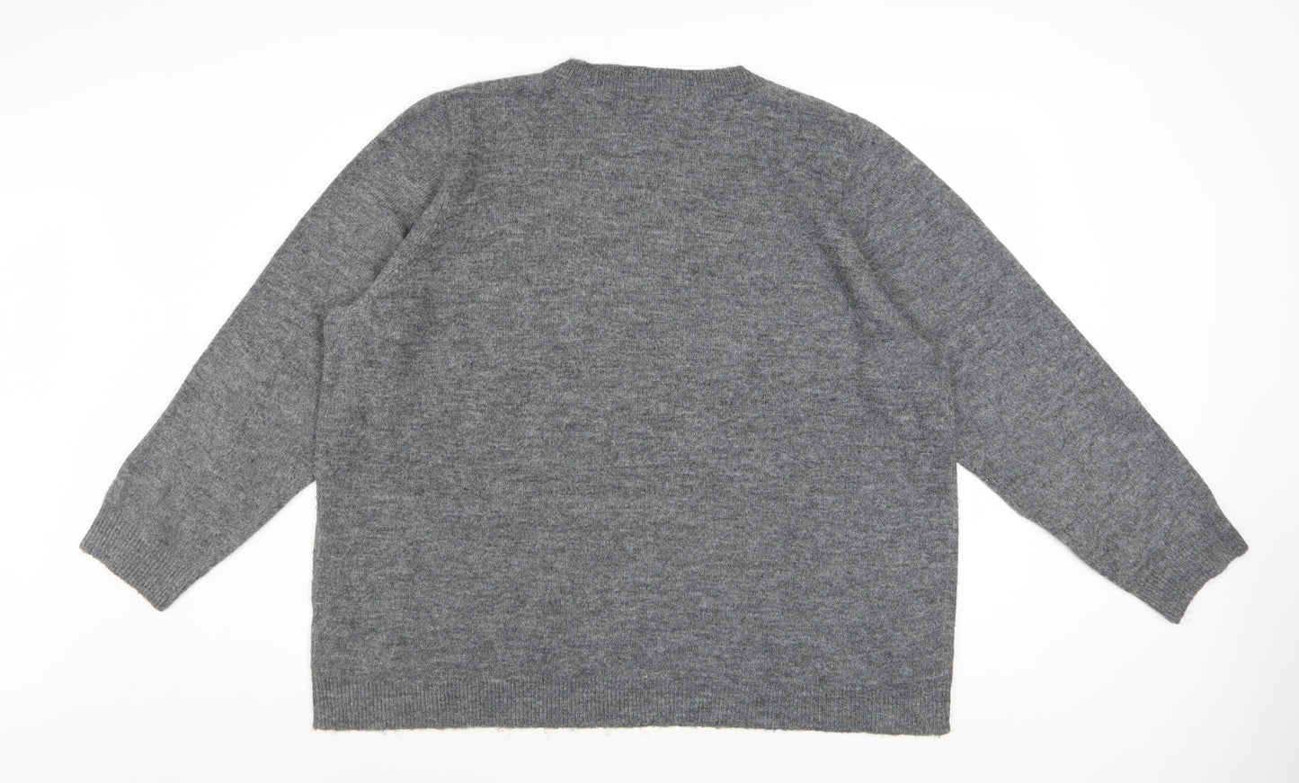 Oasis Women's Grey Beaded Crew Neck Knit Jumper 3XL