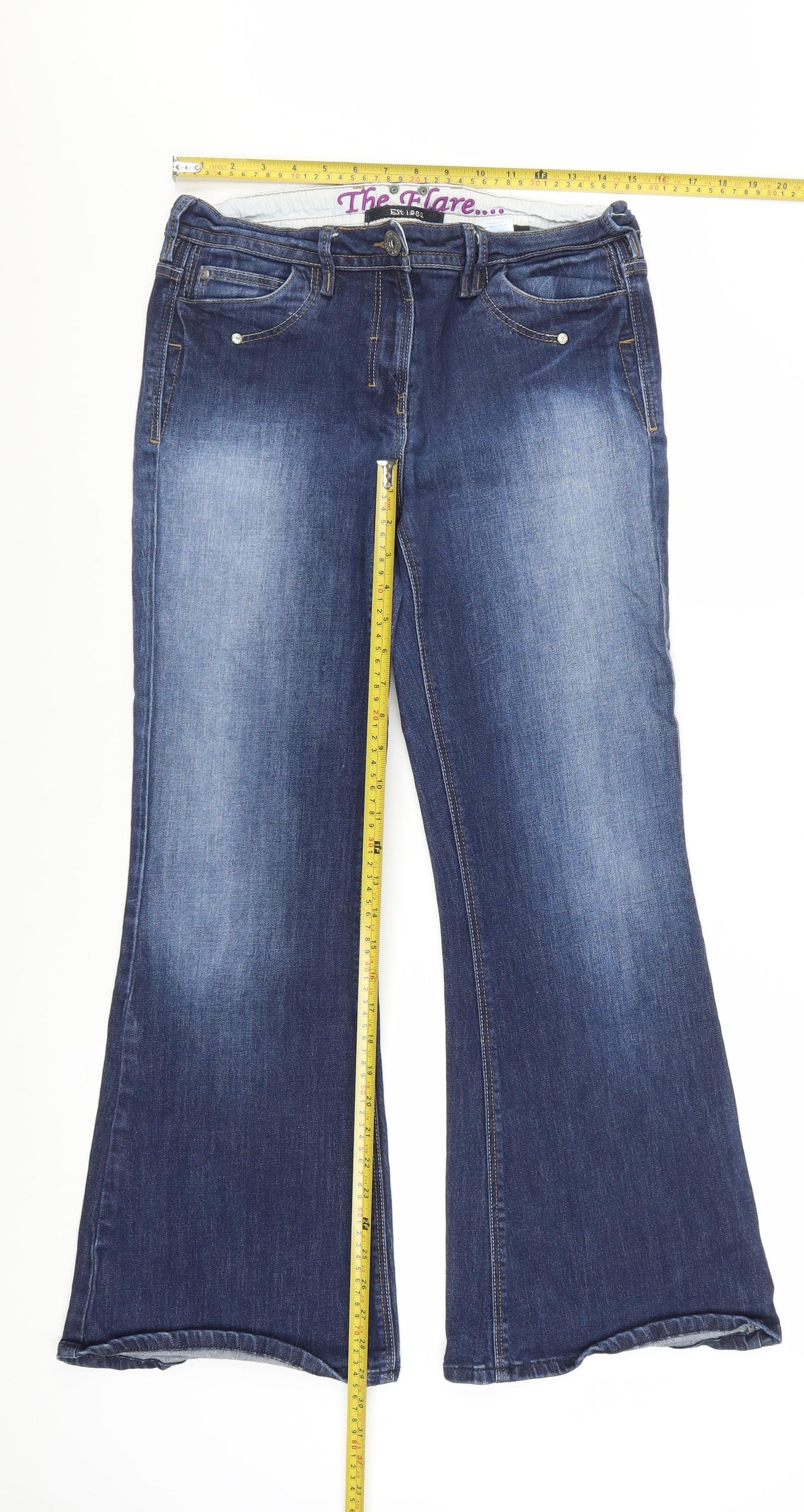 Next Women's Blue Flared Denim Jeans Size 14 Regular