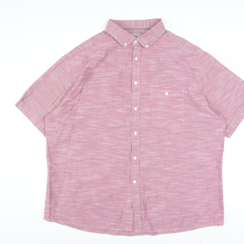 Marks and Spencer Men's Pink 2XL Tailored Fit Short Sleeve Cotton Shirt