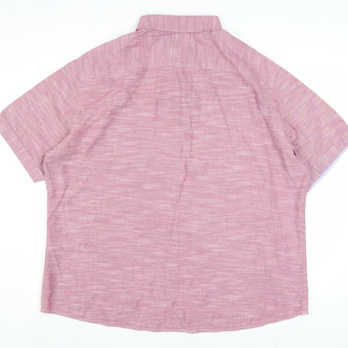 Marks and Spencer Men's Pink 2XL Tailored Fit Short Sleeve Cotton Shirt