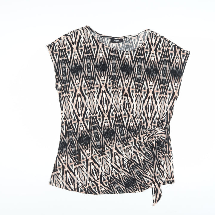 Wallis Women's Multicoloured Geometric Wrap Blouse Size 16