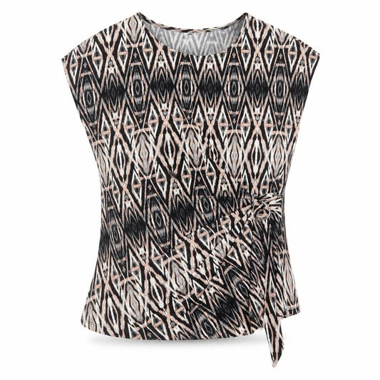 Front view of Wallis Women's Multicoloured Geometric Wrap Blouse, size 16