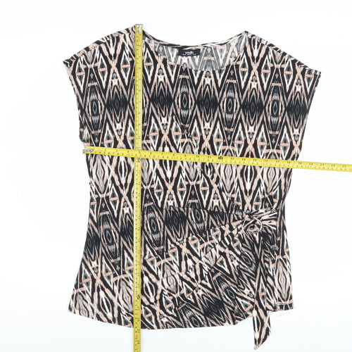 Wallis Women's Multicoloured Geometric Wrap Blouse Size 16