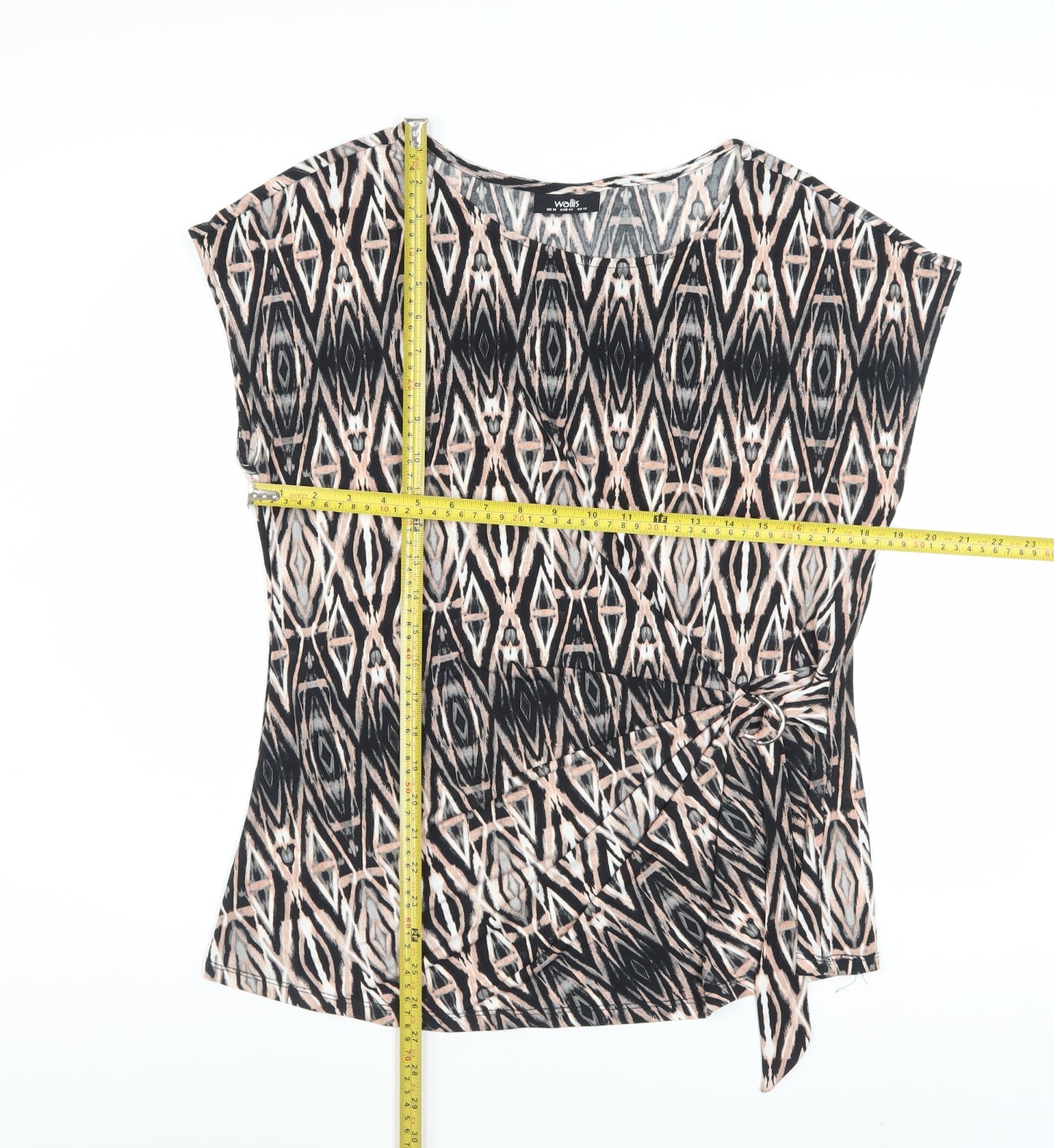 Wallis Women's Multicoloured Geometric Wrap Blouse Size 16
