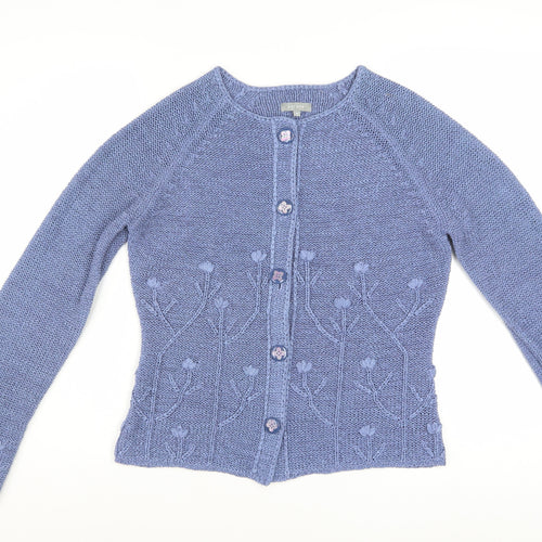 Marks and Spencer Per Una Women's Blue Floral Knit Cardigan M