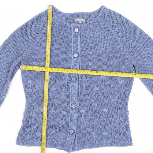 Marks and Spencer Per Una Women's Blue Floral Knit Cardigan M