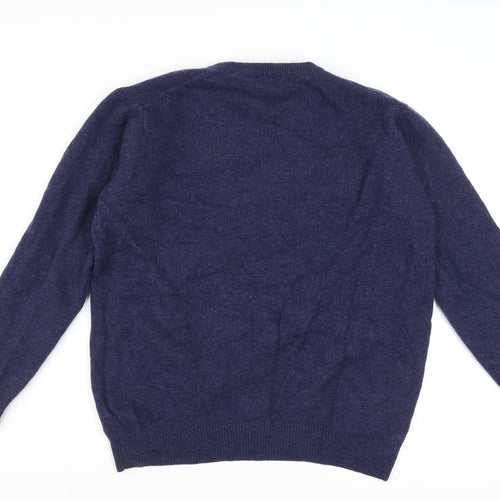 James Pringle Men's Blue Wool V-Neck Jumper Size L Classic Knit