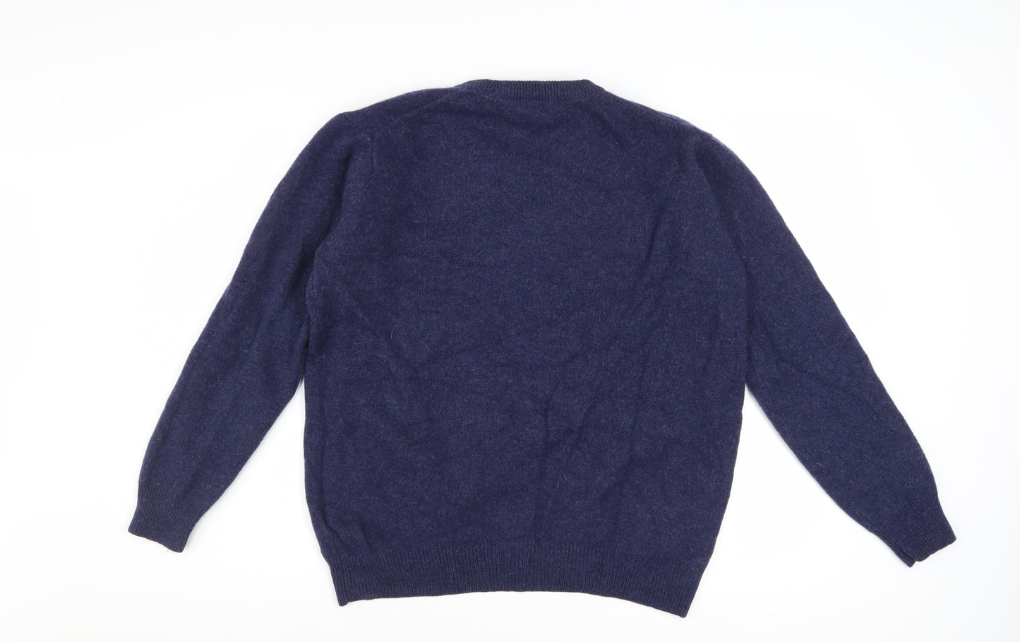 James Pringle Men's Blue Wool V-Neck Jumper Size L Classic Knit