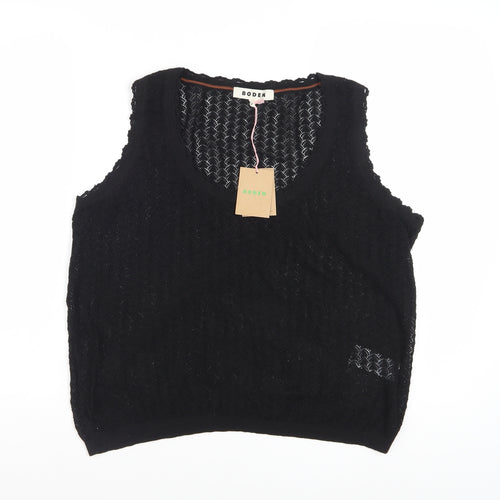 Boden Women's Black Crochet Cotton Sleeveless Tank Top L