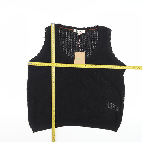 Boden Women's Black Crochet Cotton Sleeveless Tank Top L