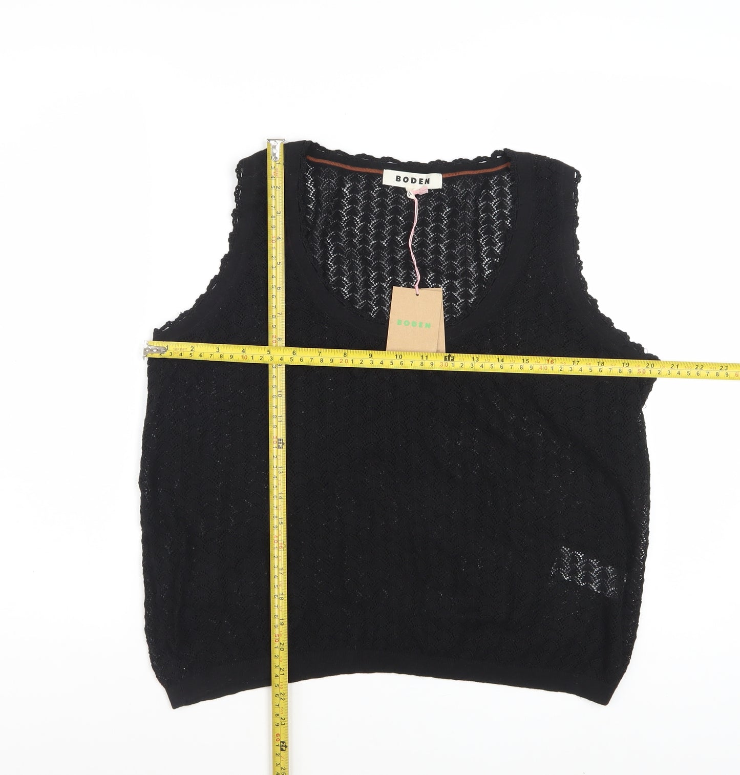 Boden Women's Black Crochet Cotton Sleeveless Tank Top L