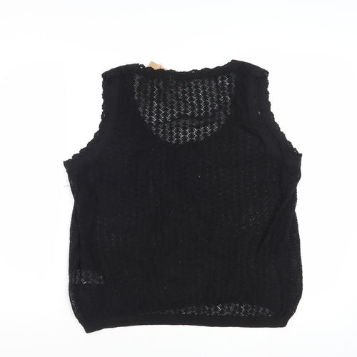 Boden Women's Black Crochet Cotton Sleeveless Tank Top L