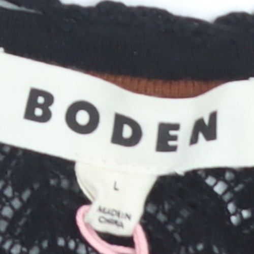 Boden Women's Black Crochet Cotton Sleeveless Tank Top L