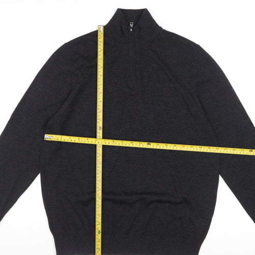 Marks and Spencer Men’s Black Merino Wool 1/2 Zip Jumper Size L
